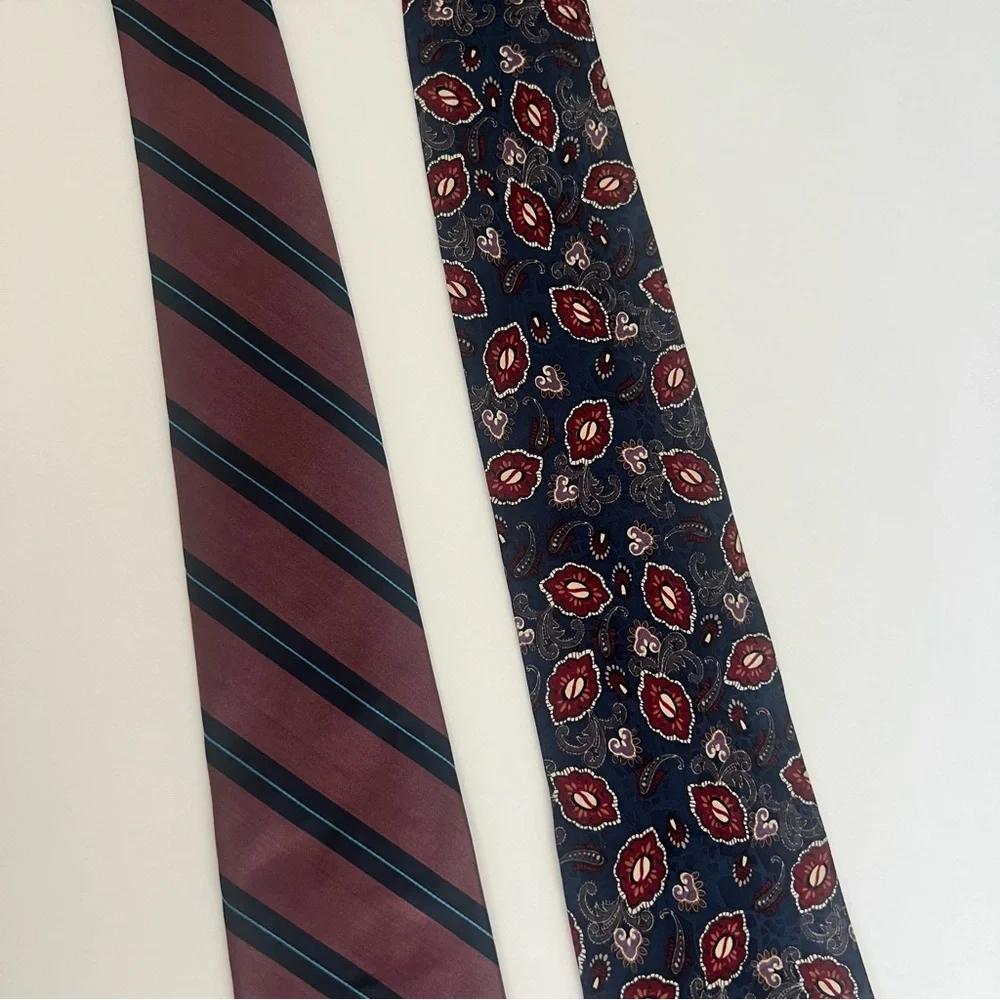 Christian Dior, All Silk, Made in USA,‎ Striped and Patterned Ties Set of 2